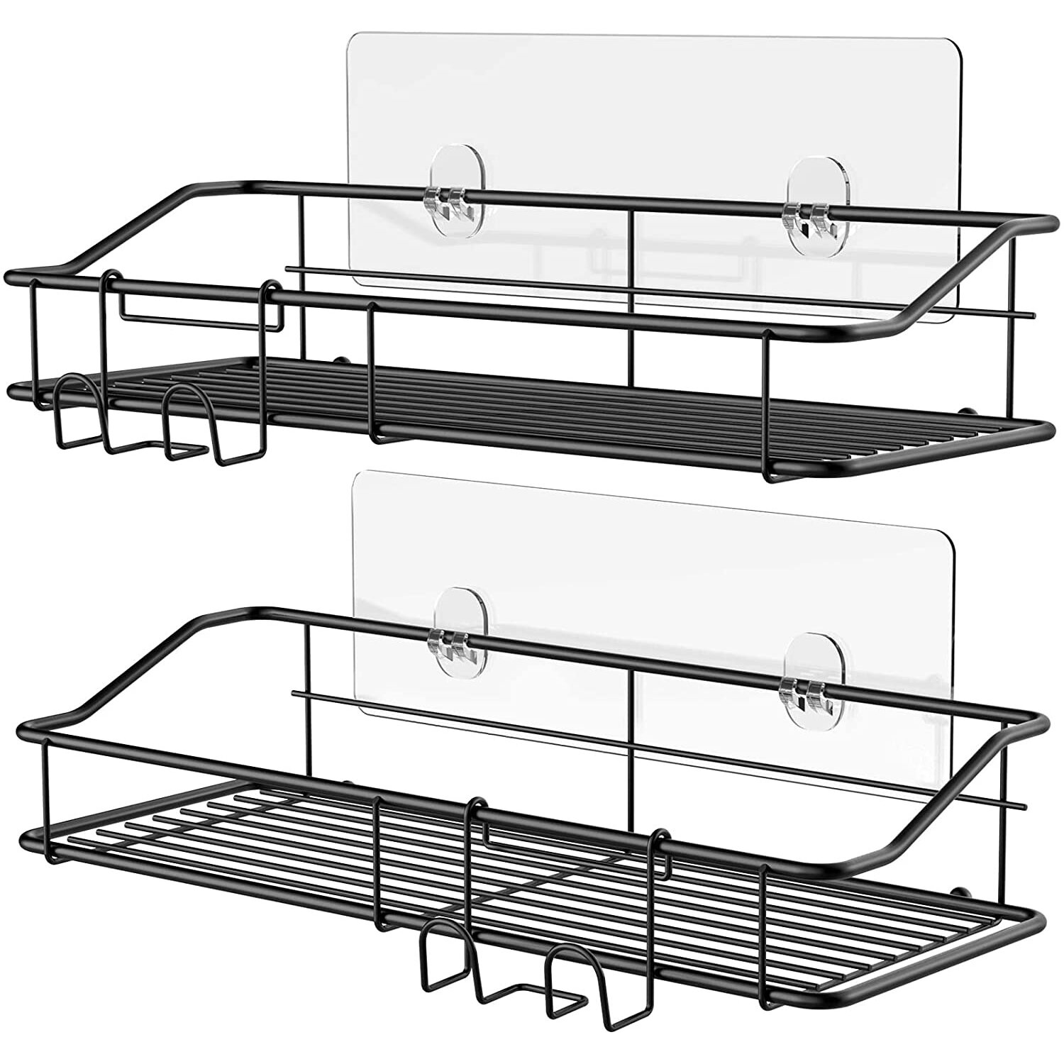 Shower Caddy Shelf with Hooks Storage Rack Organizer Adhesive Stainless Steel without Drilling